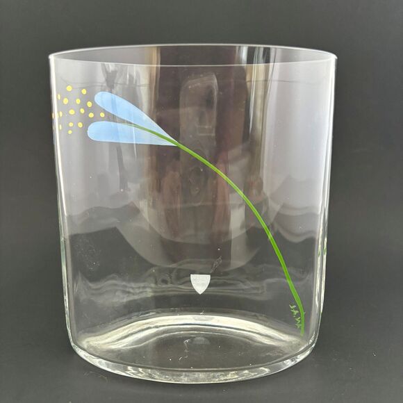Orrefors Sweden Crystal Vase Signed Hand Painted Crocus Flower Mid Century Oval - Picture 3 of 9